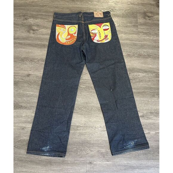 Evisu Yamane Selvedge Denim Jeans Adult Size 38 Blue Embroidered Skater Mens - Picture 1 of 16